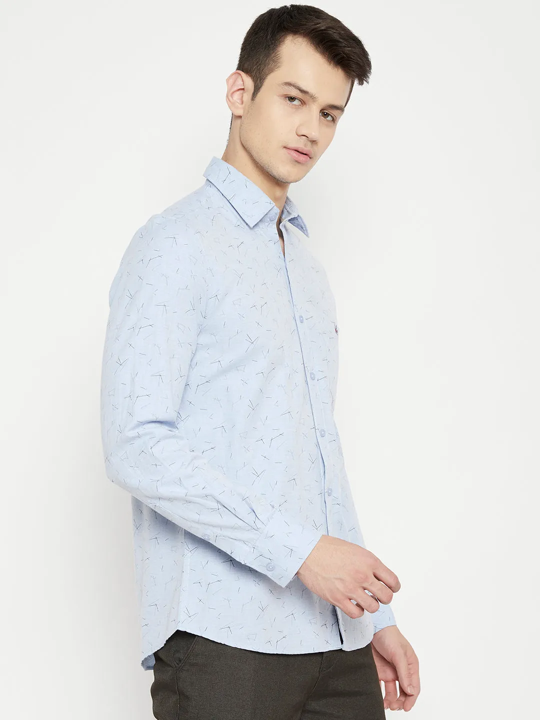Blue Printed Slim Fit shirt