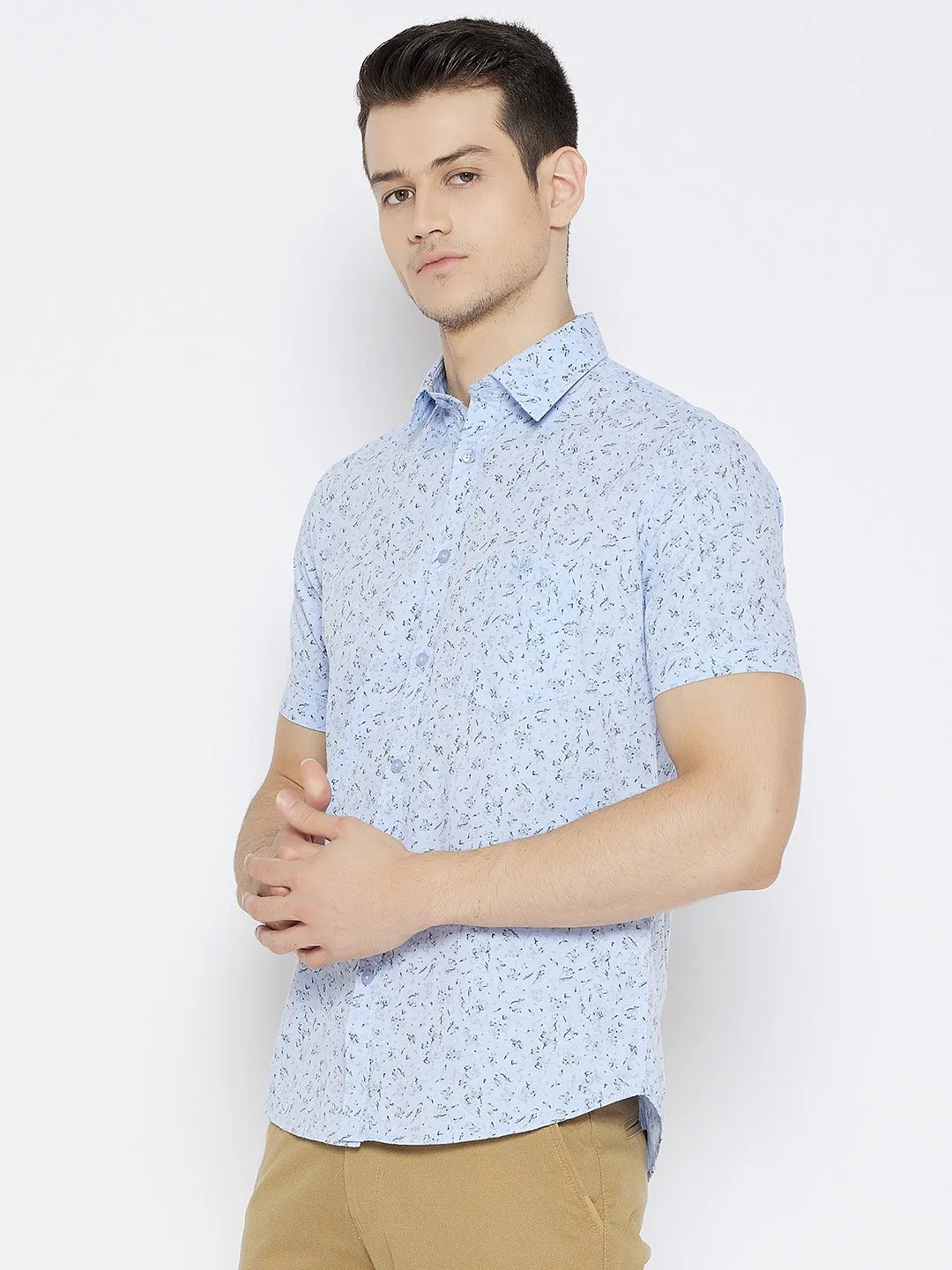 Blue Printed Slim Fit shirt