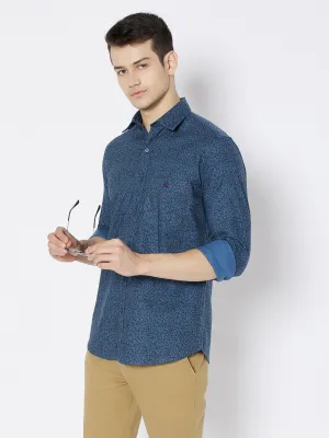 Blue Printed Slim Fit shirt