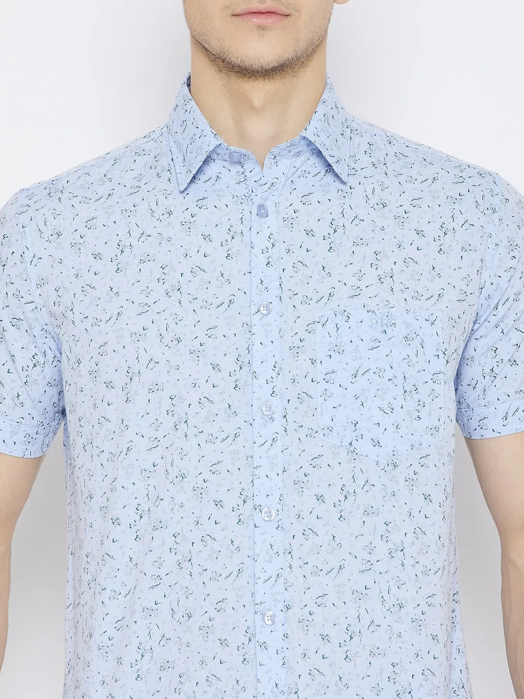 Blue Printed Slim Fit shirt