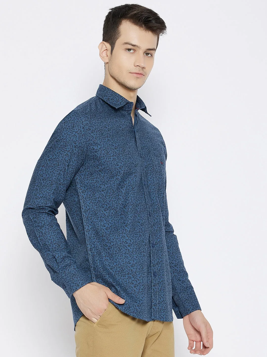 Blue Printed Slim Fit shirt