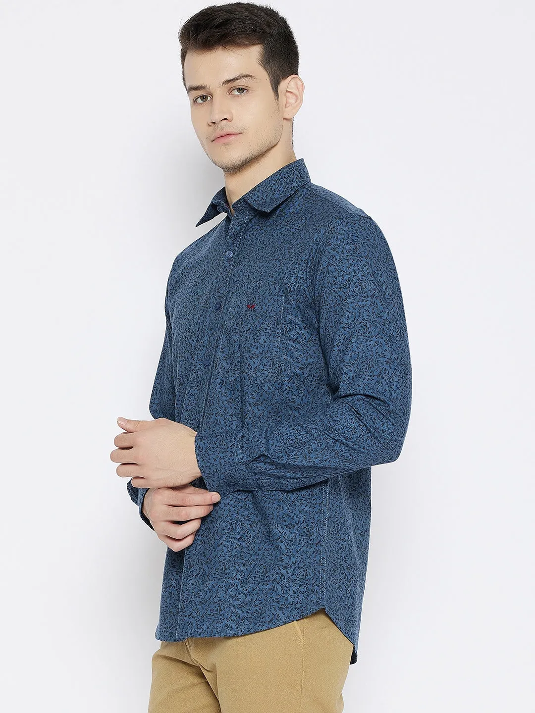 Blue Printed Slim Fit shirt