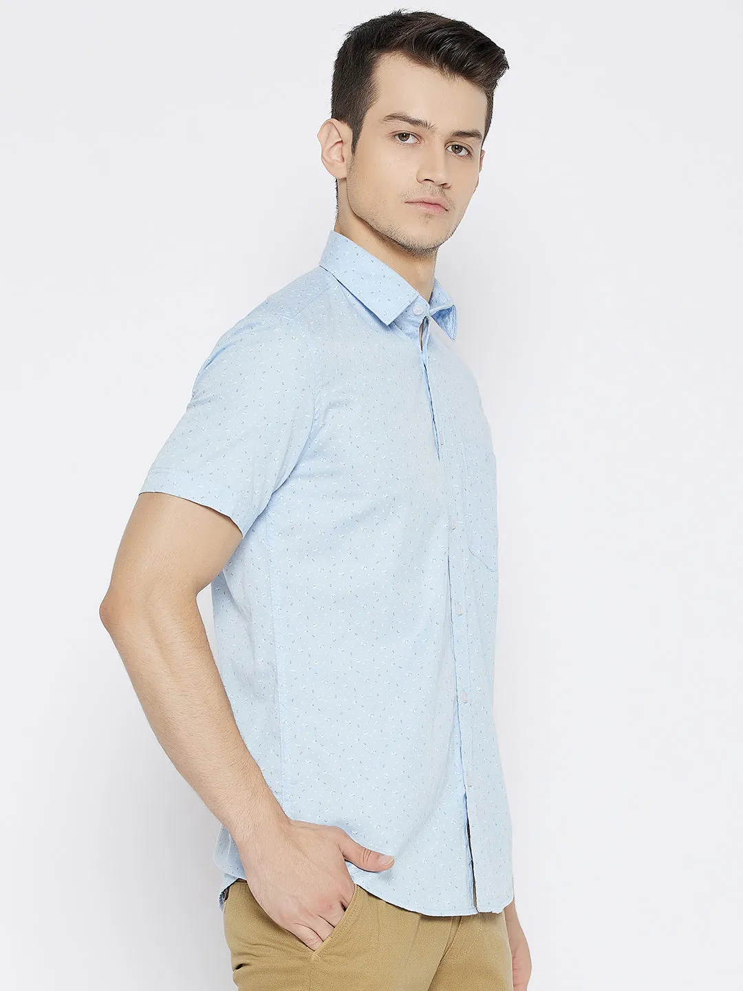 Blue Printed Slim Fit shirt