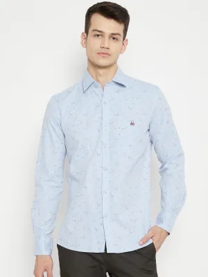 Blue Printed Slim Fit shirt