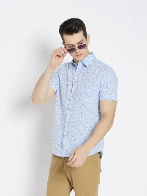 Blue Printed Slim Fit shirt