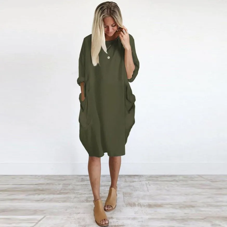 Boho Casual Pocket Dress