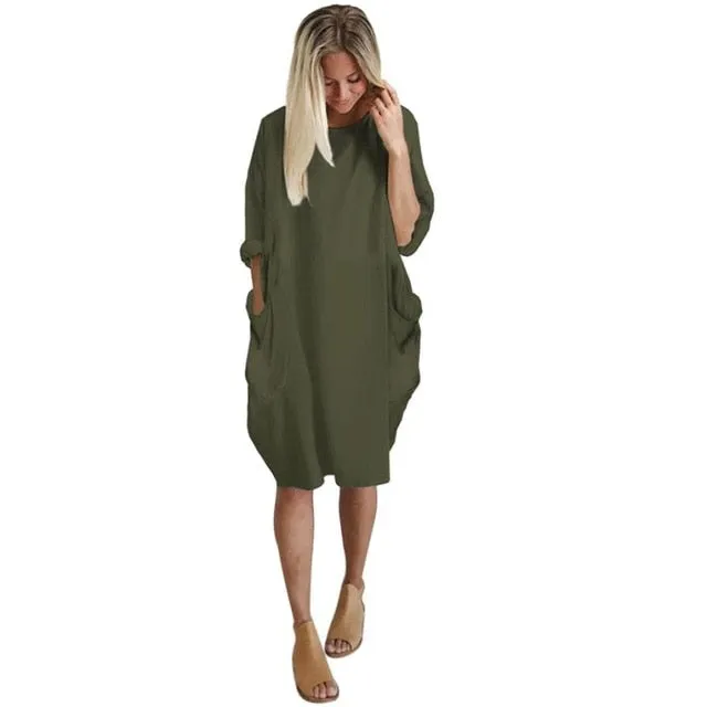 Boho Casual Pocket Dress