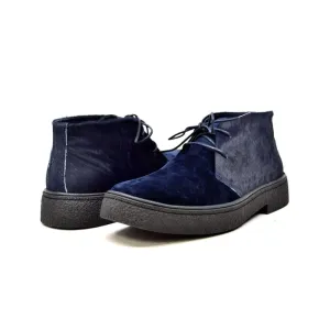 British Walkers Playboy Classic Men's Navy Suede and Pony Skin Ankle Boots