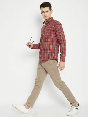 Brown Checked Slim Fit shirt