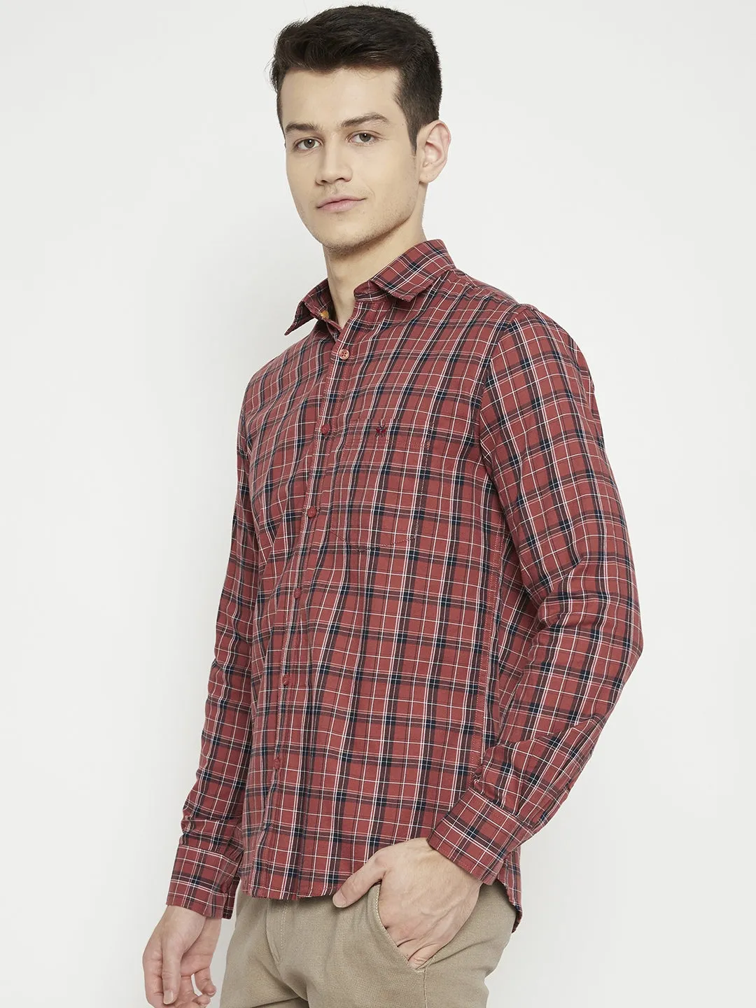Brown Checked Slim Fit shirt