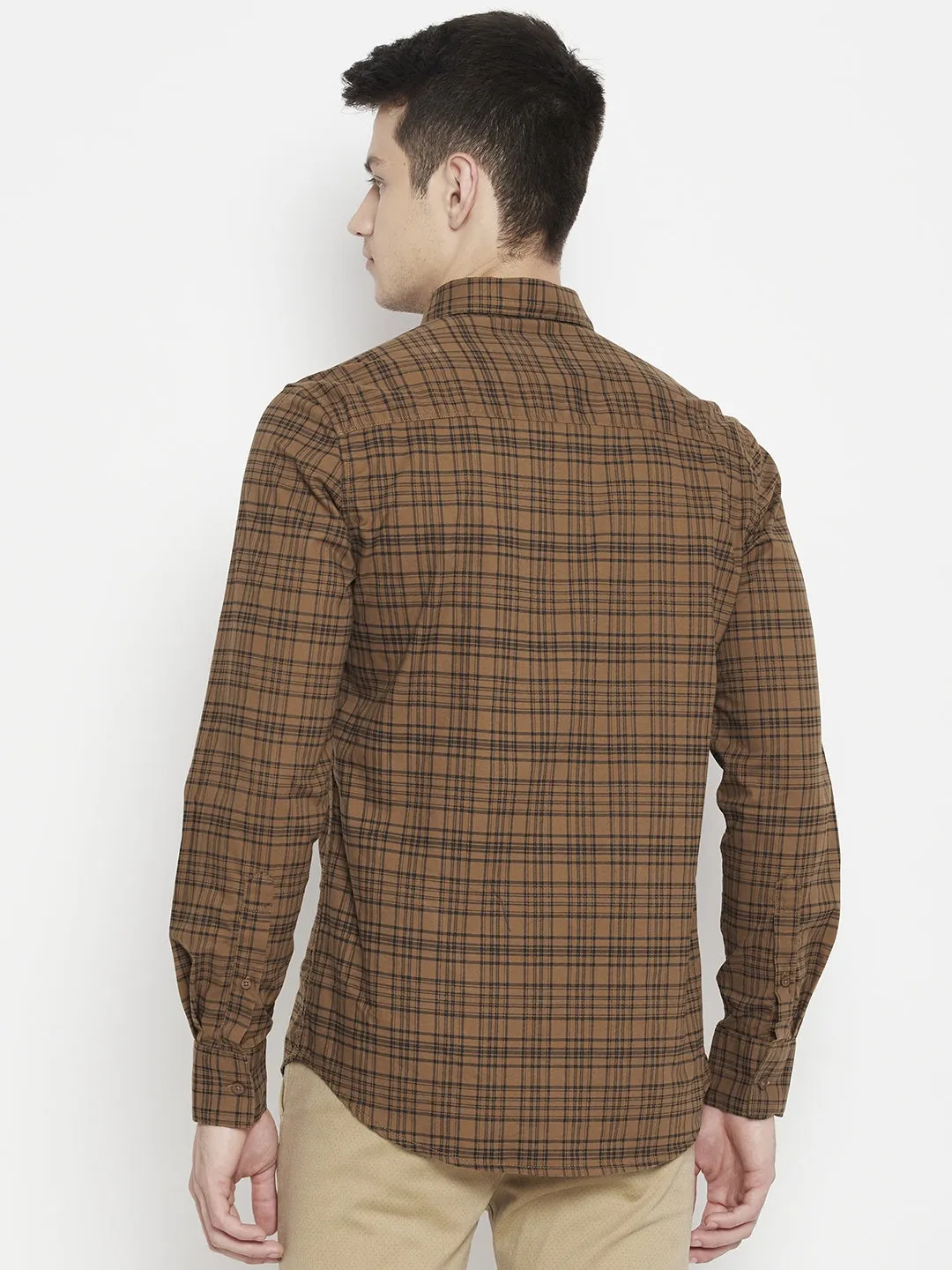Brown Checked Slim Fit shirt