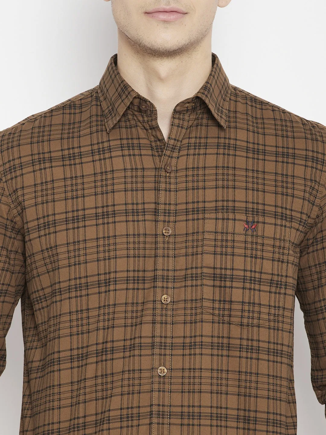 Brown Checked Slim Fit shirt