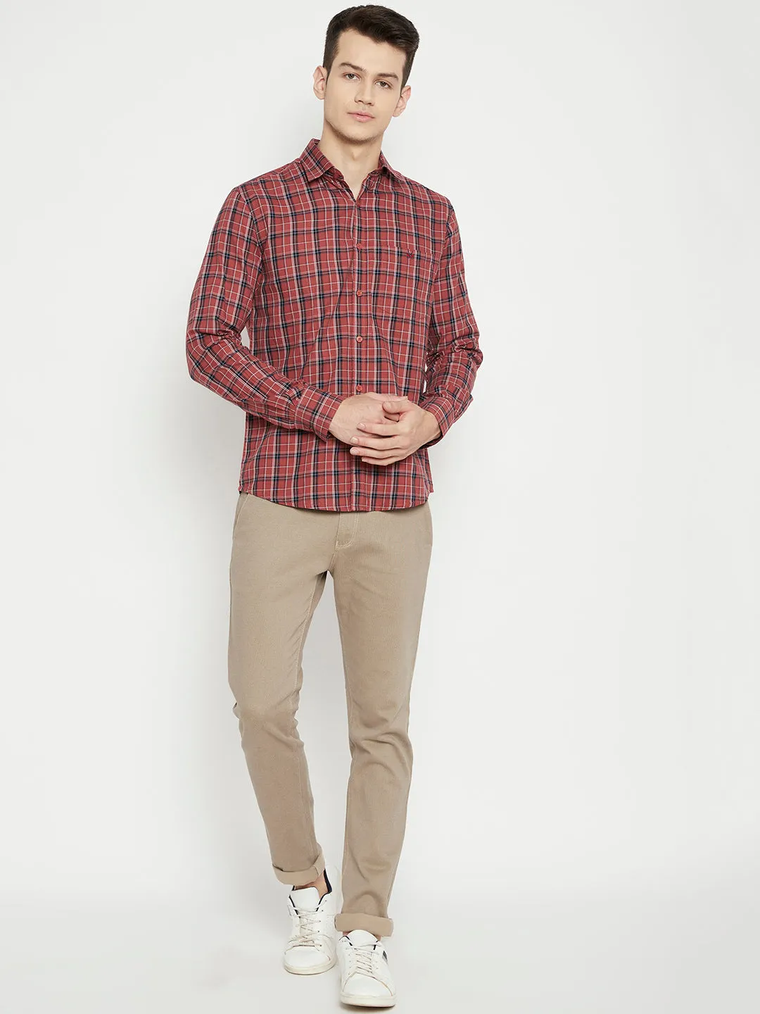 Brown Checked Slim Fit shirt