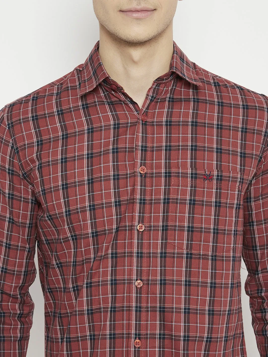 Brown Checked Slim Fit shirt