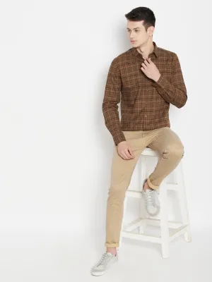 Brown Checked Slim Fit shirt