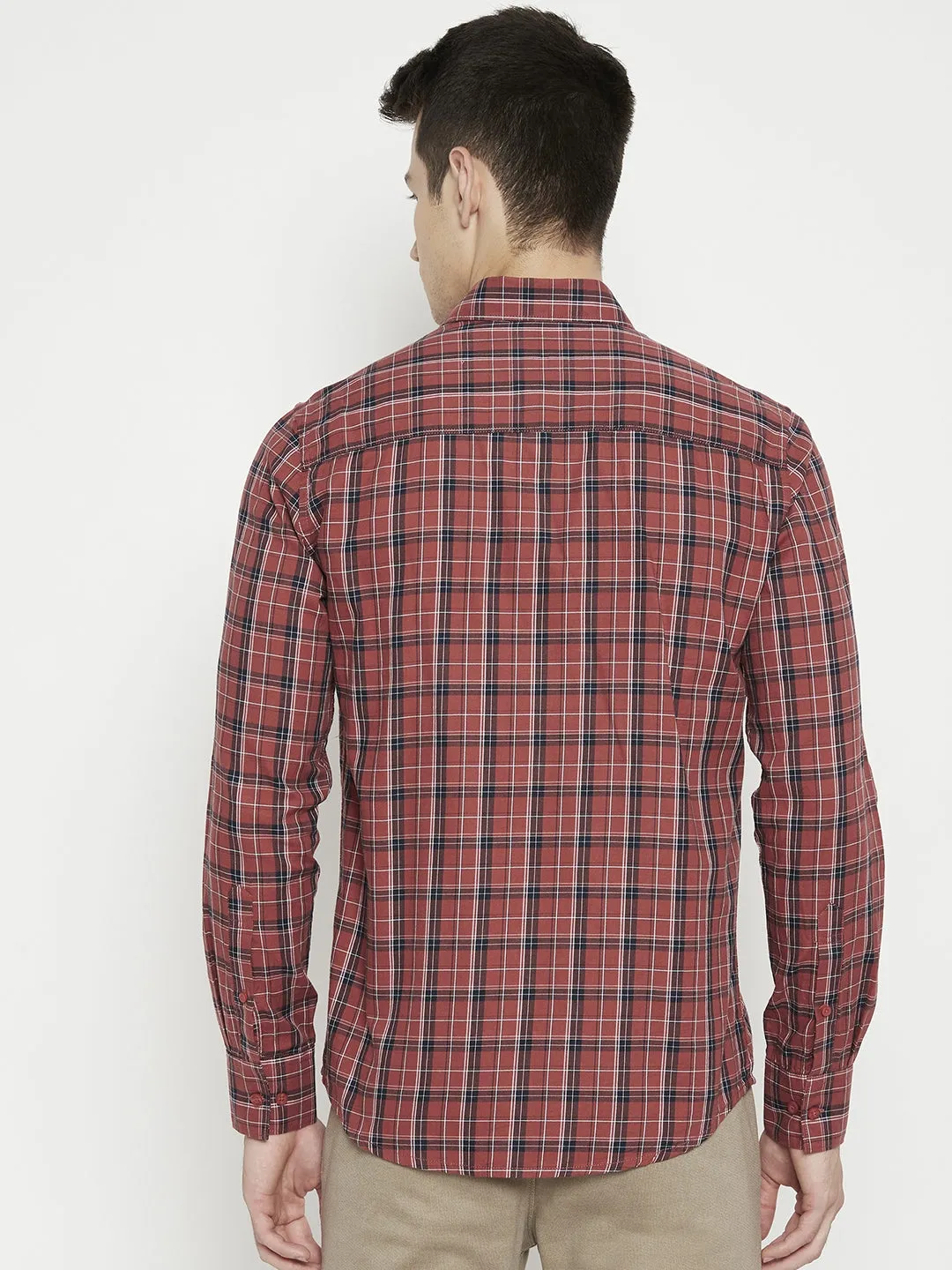 Brown Checked Slim Fit shirt