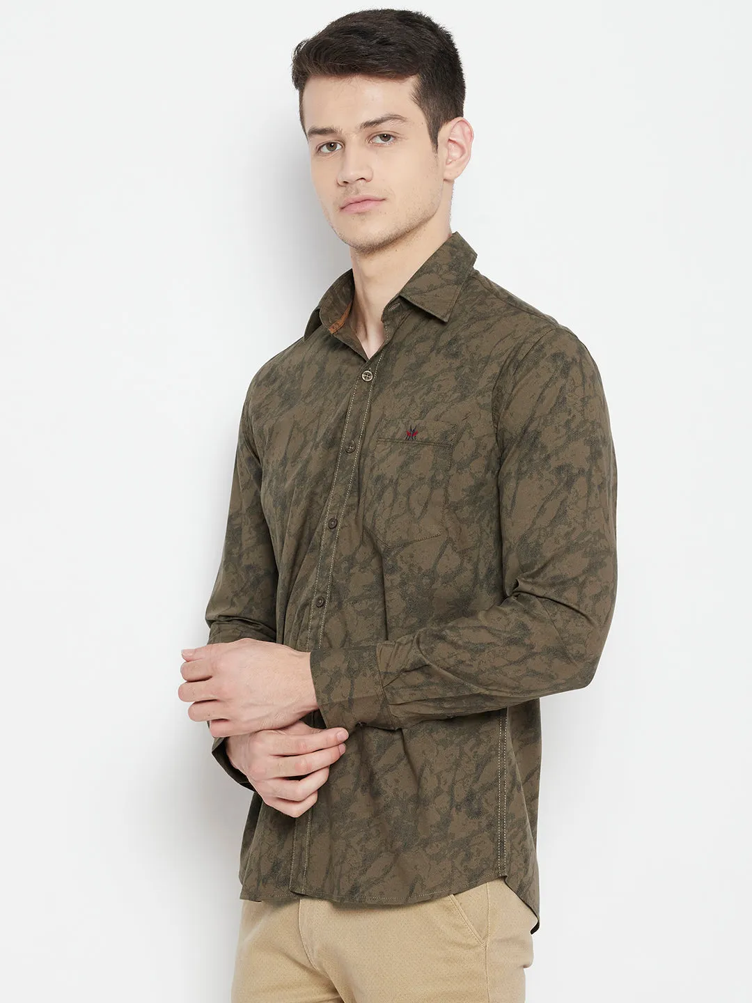 Brown Printed Slim Fit shirt