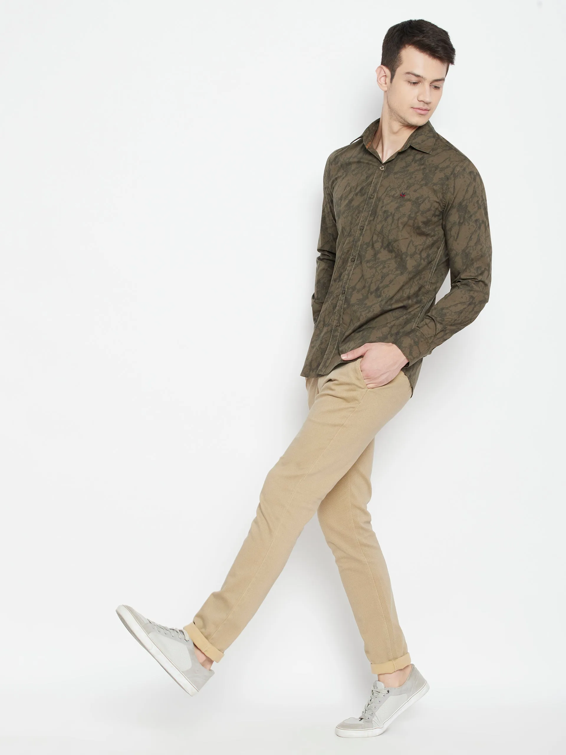 Brown Printed Slim Fit shirt