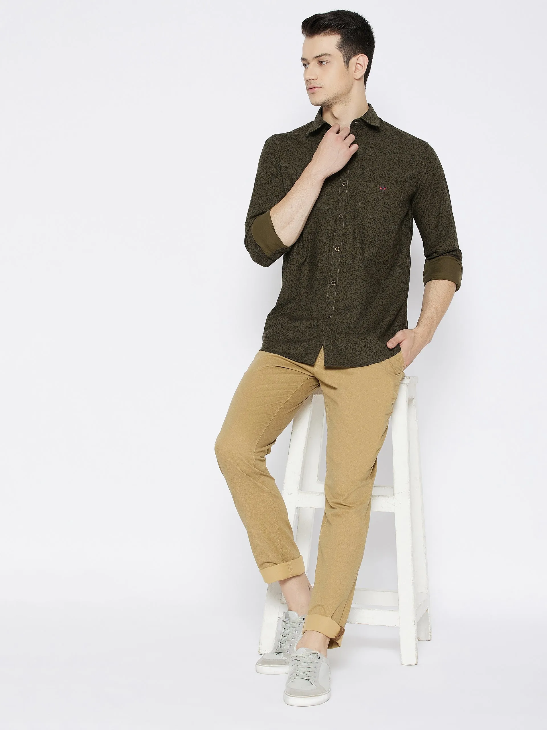 Brown Printed Slim Fit shirt