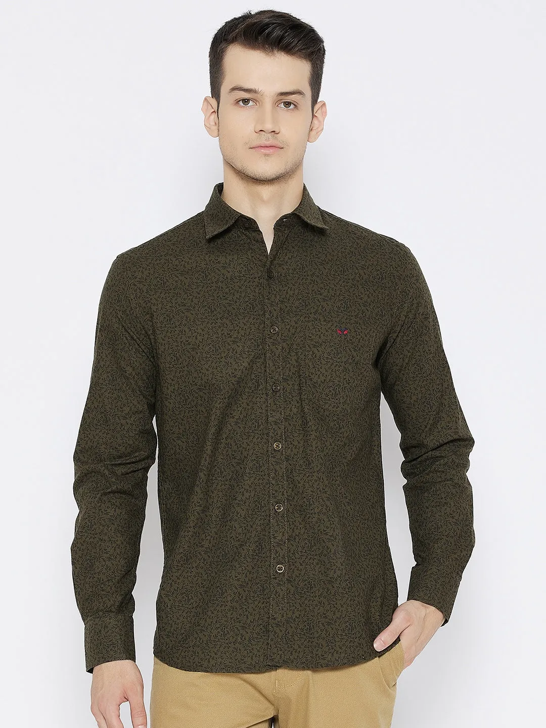 Brown Printed Slim Fit shirt