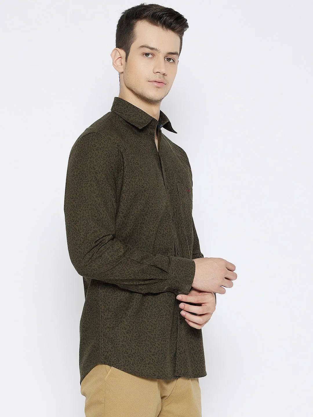 Brown Printed Slim Fit shirt
