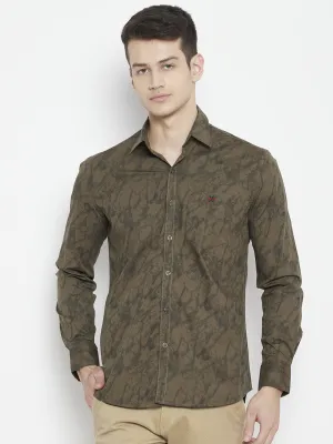 Brown Printed Slim Fit shirt