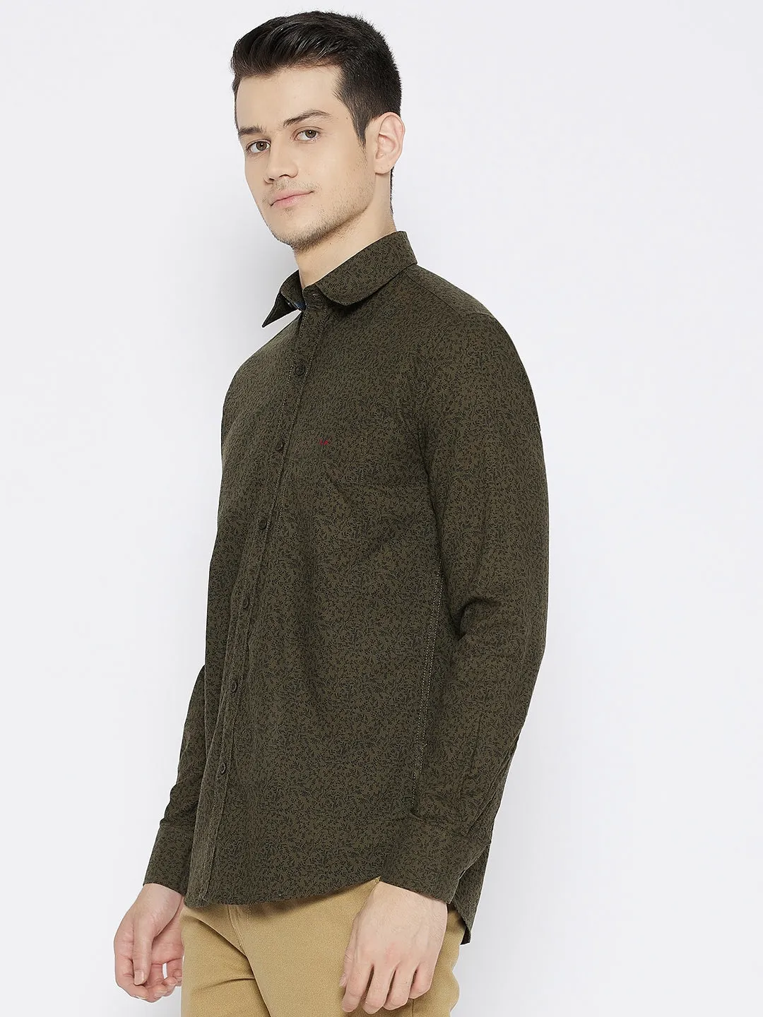 Brown Printed Slim Fit shirt