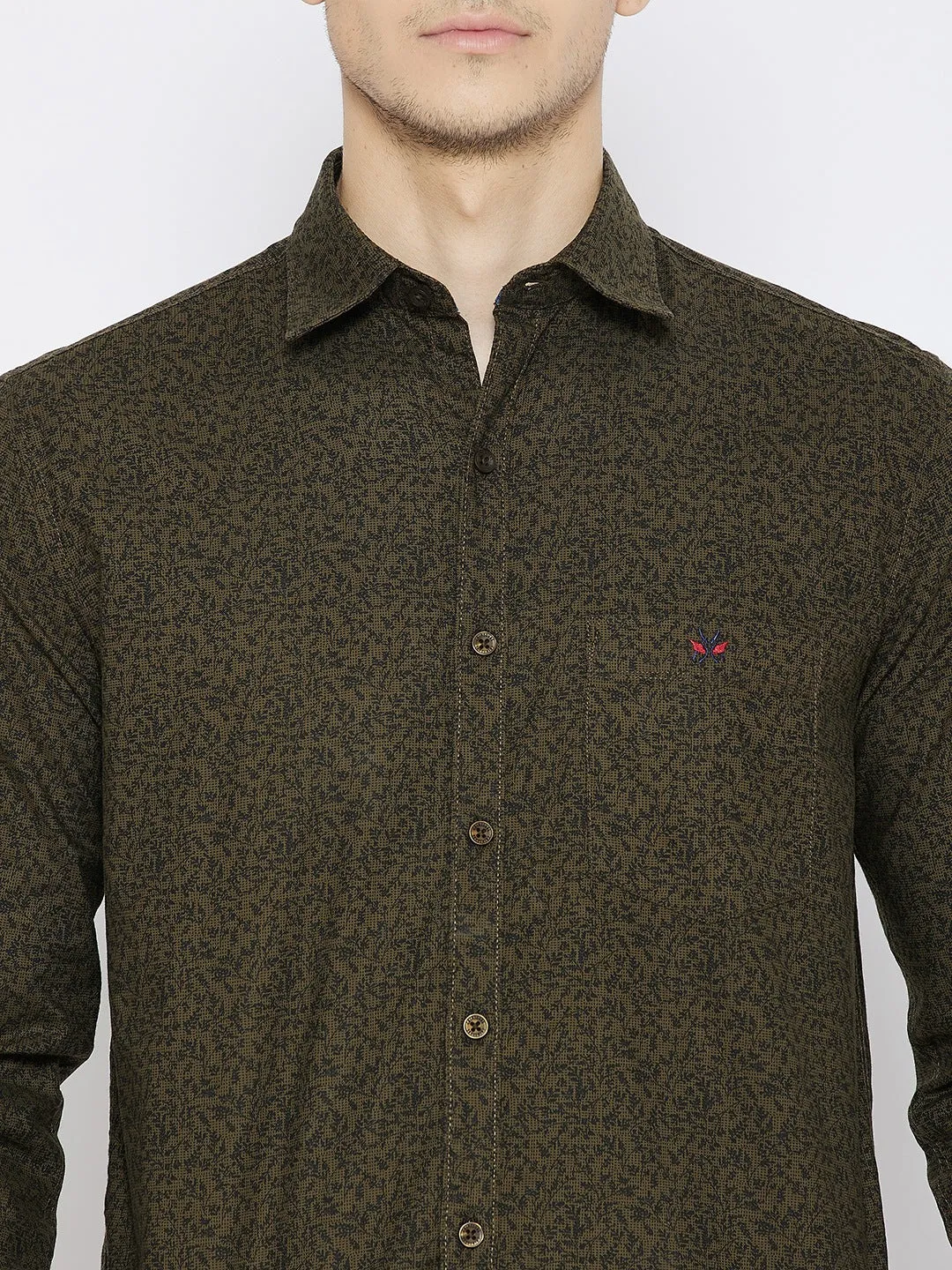 Brown Printed Slim Fit shirt