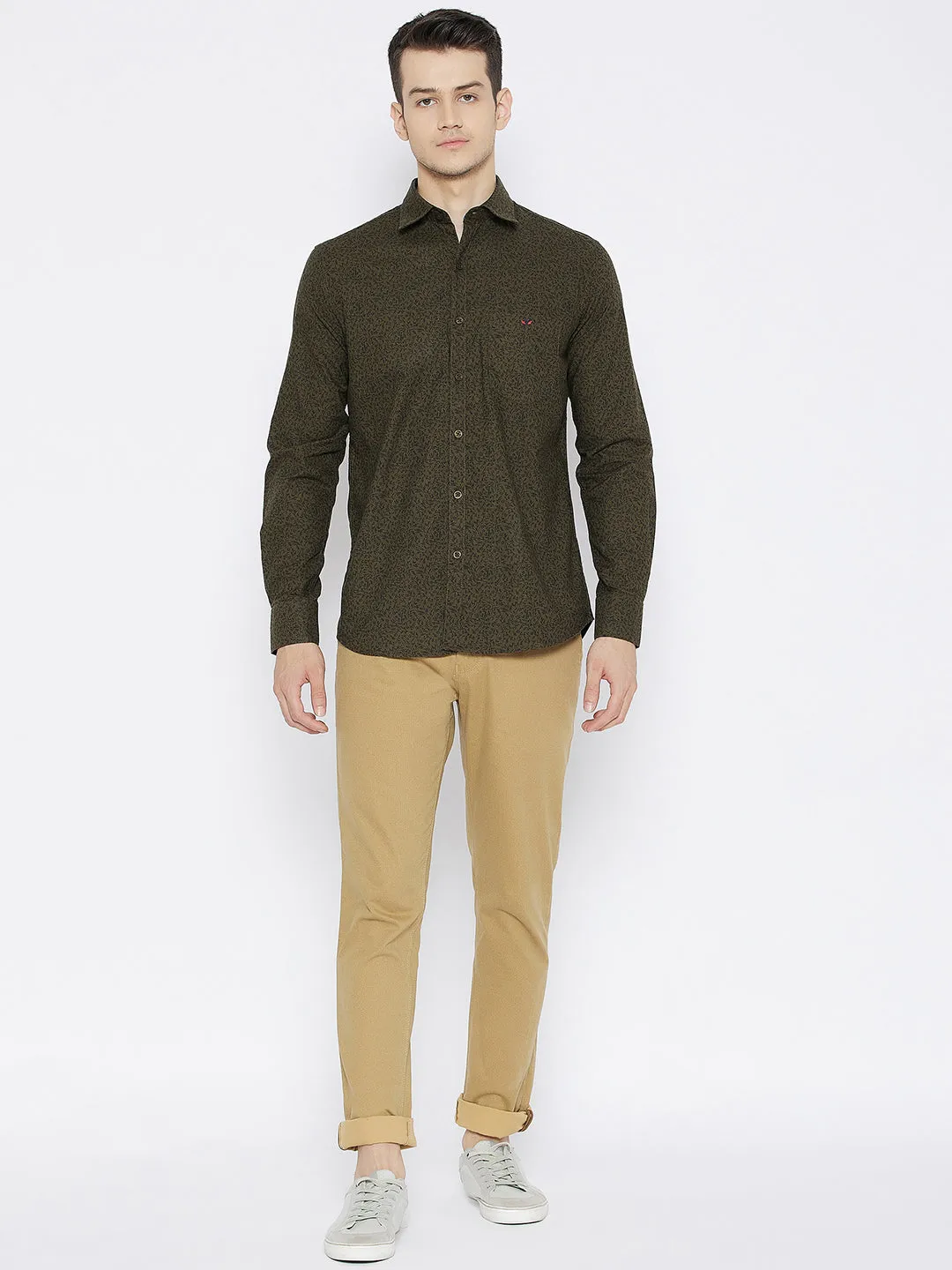 Brown Printed Slim Fit shirt