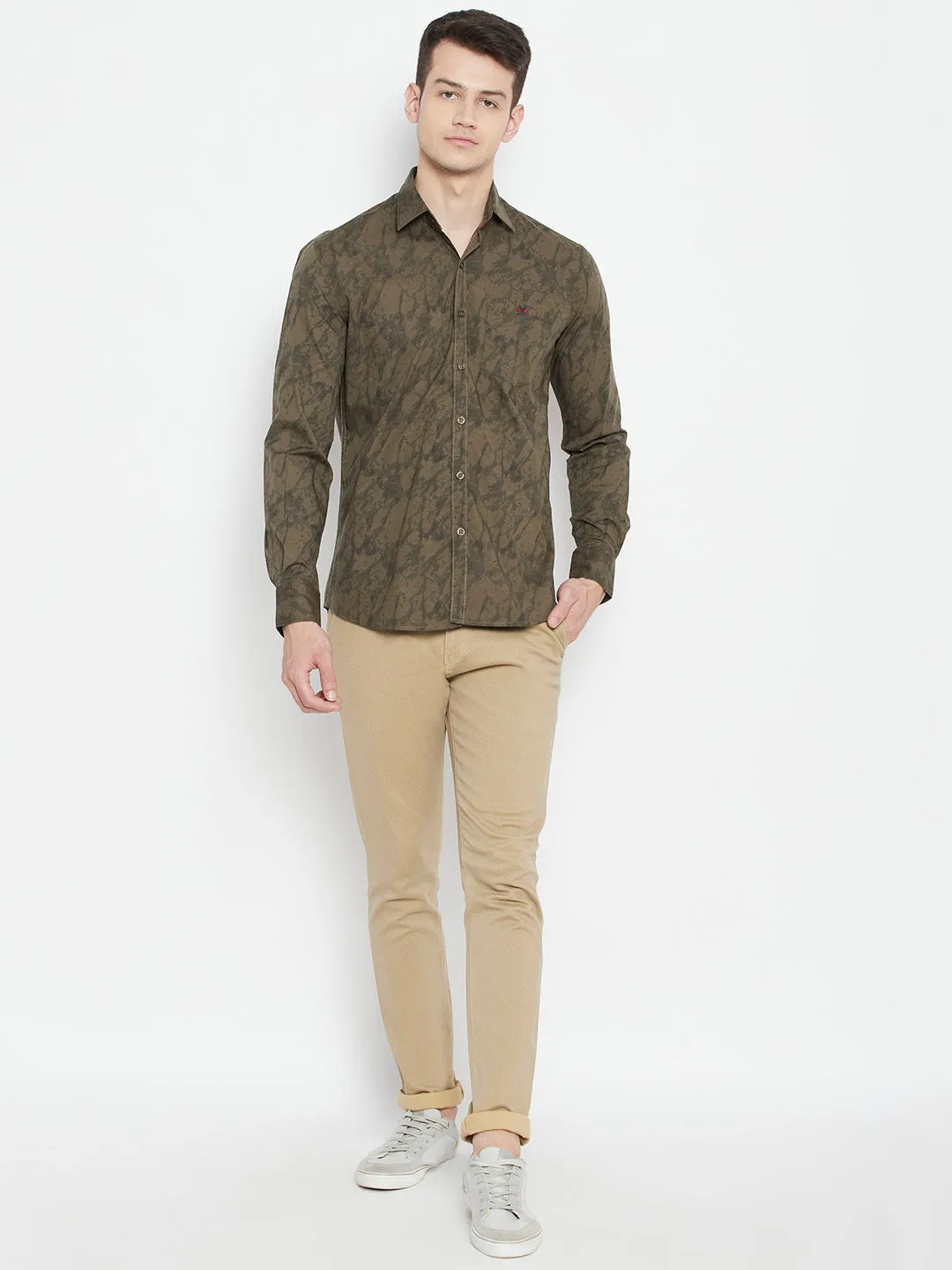 Brown Printed Slim Fit shirt