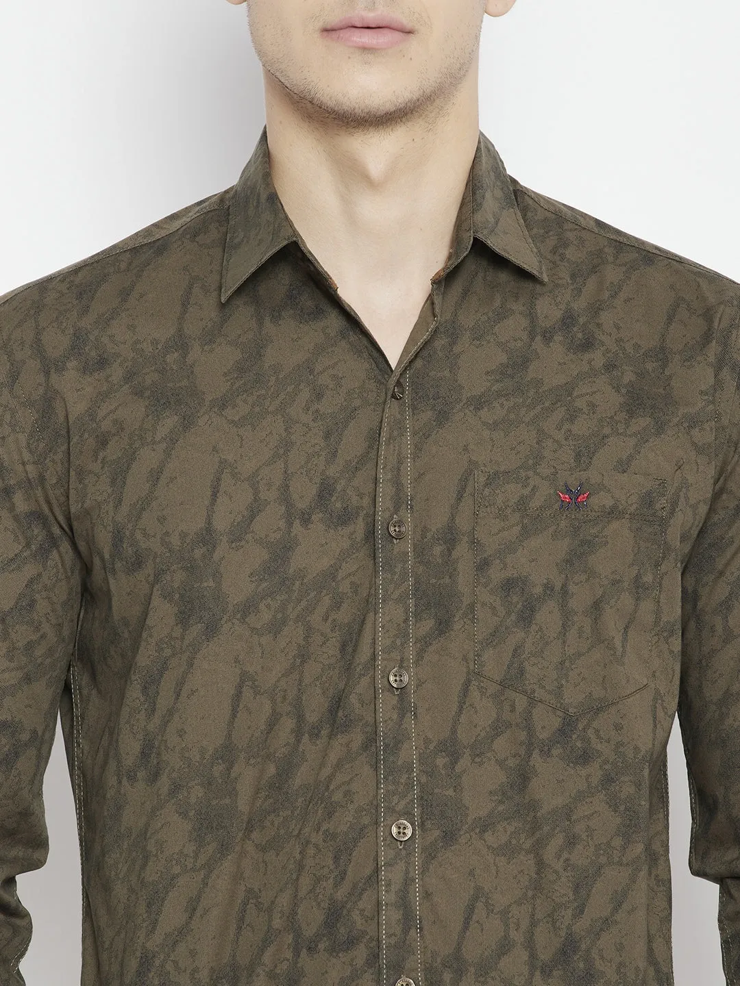 Brown Printed Slim Fit shirt