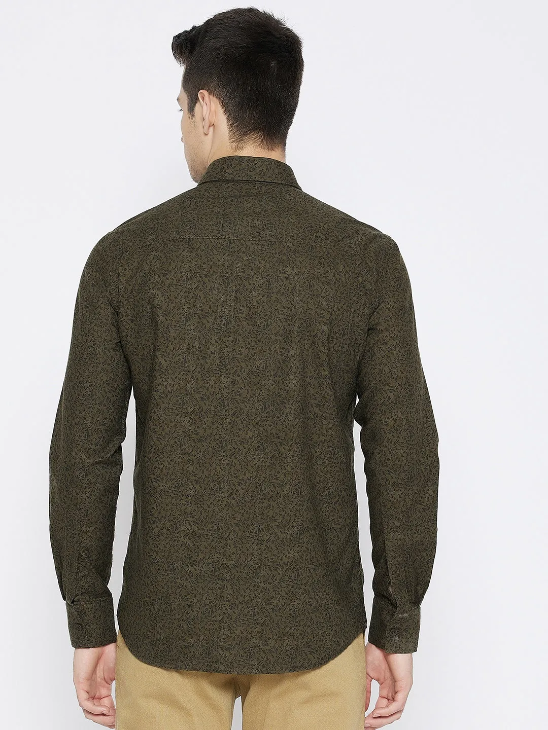 Brown Printed Slim Fit shirt