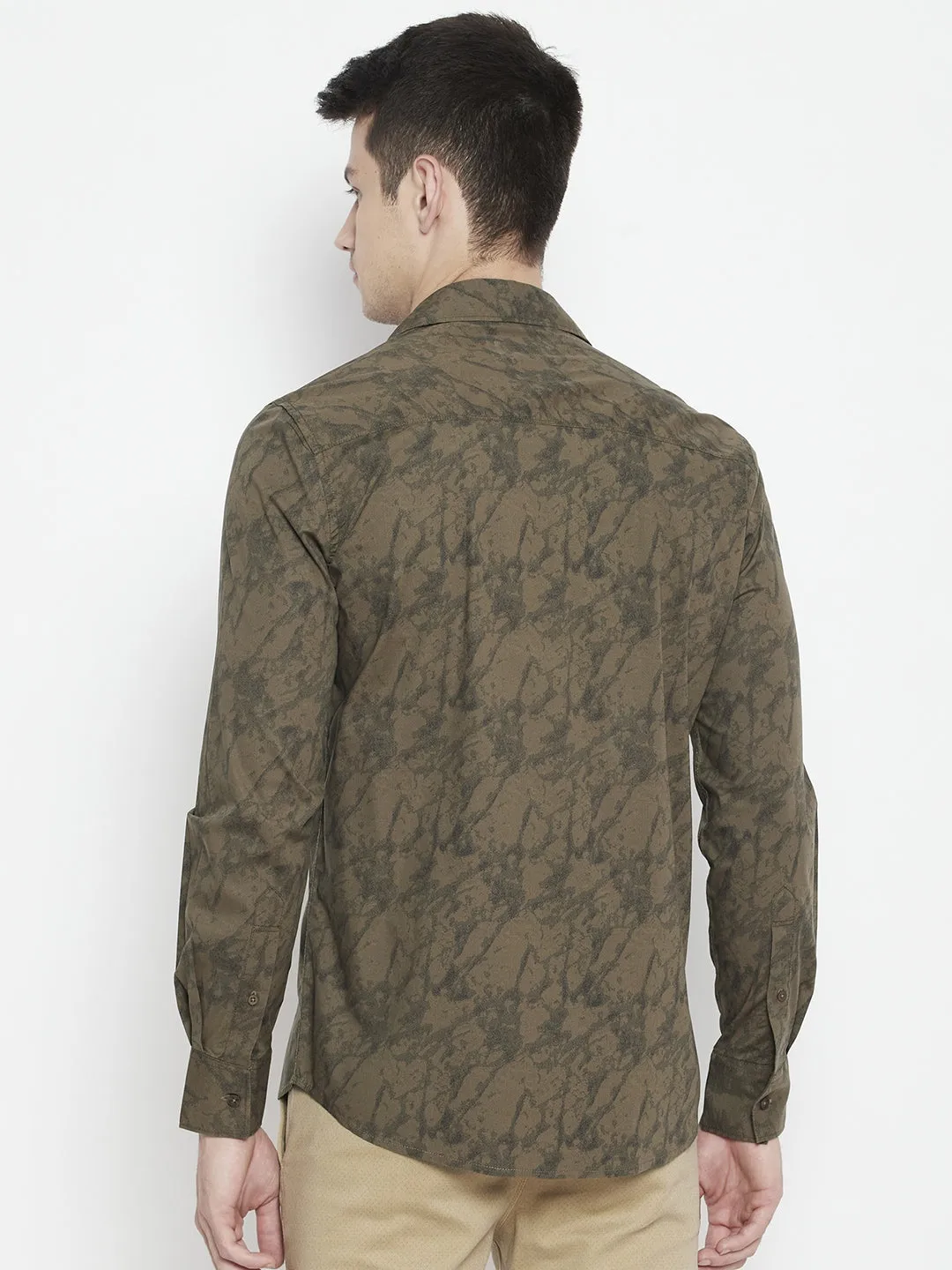 Brown Printed Slim Fit shirt