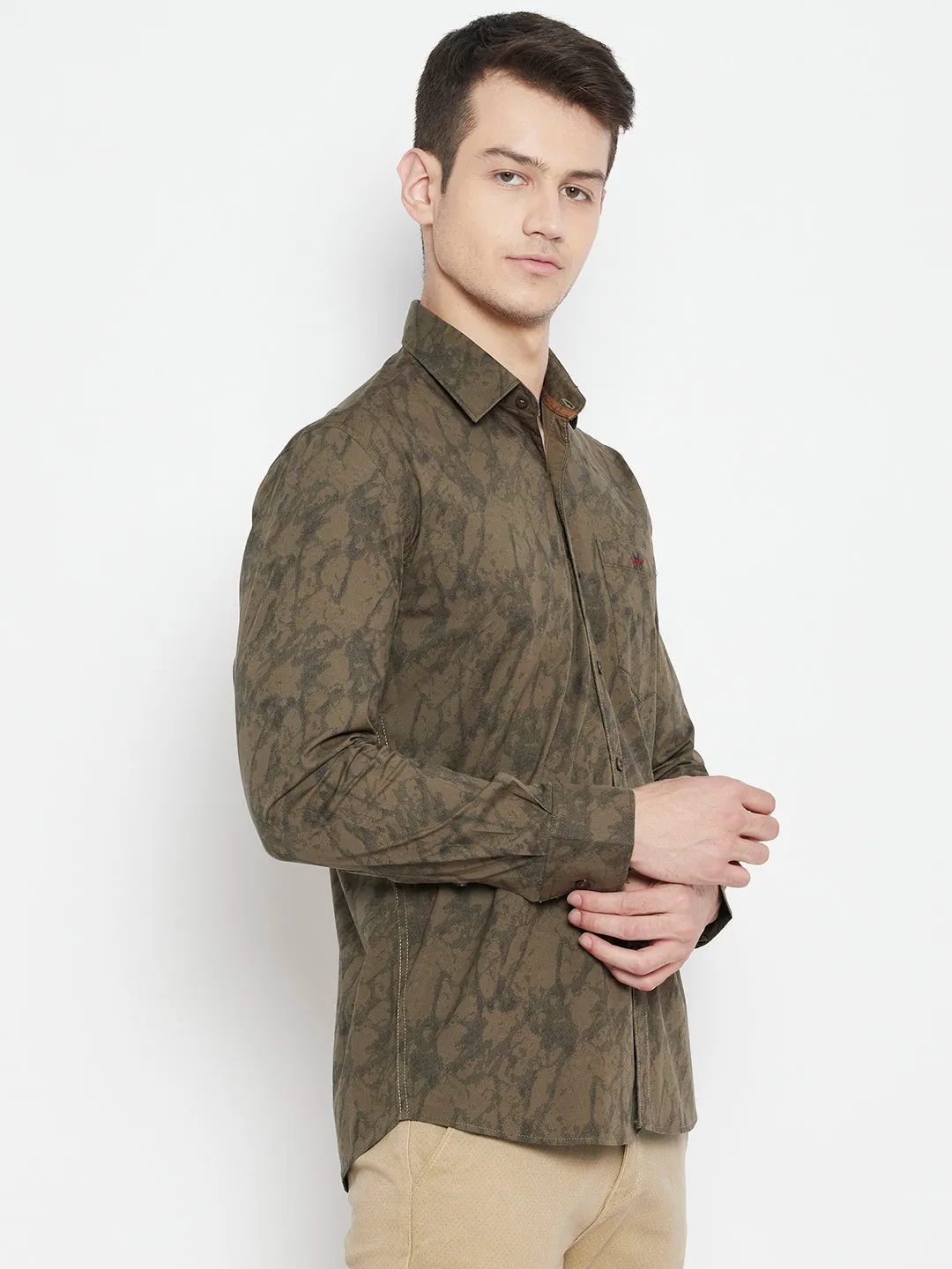 Brown Printed Slim Fit shirt