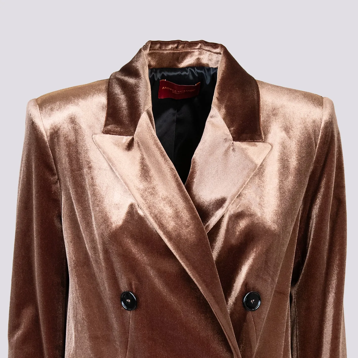 CAPPOTTO DOPPIOPETTO  CON SPACCO LATERALE IN VELLUTO NOCE
