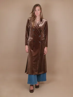 CAPPOTTO DOPPIOPETTO  CON SPACCO LATERALE IN VELLUTO NOCE