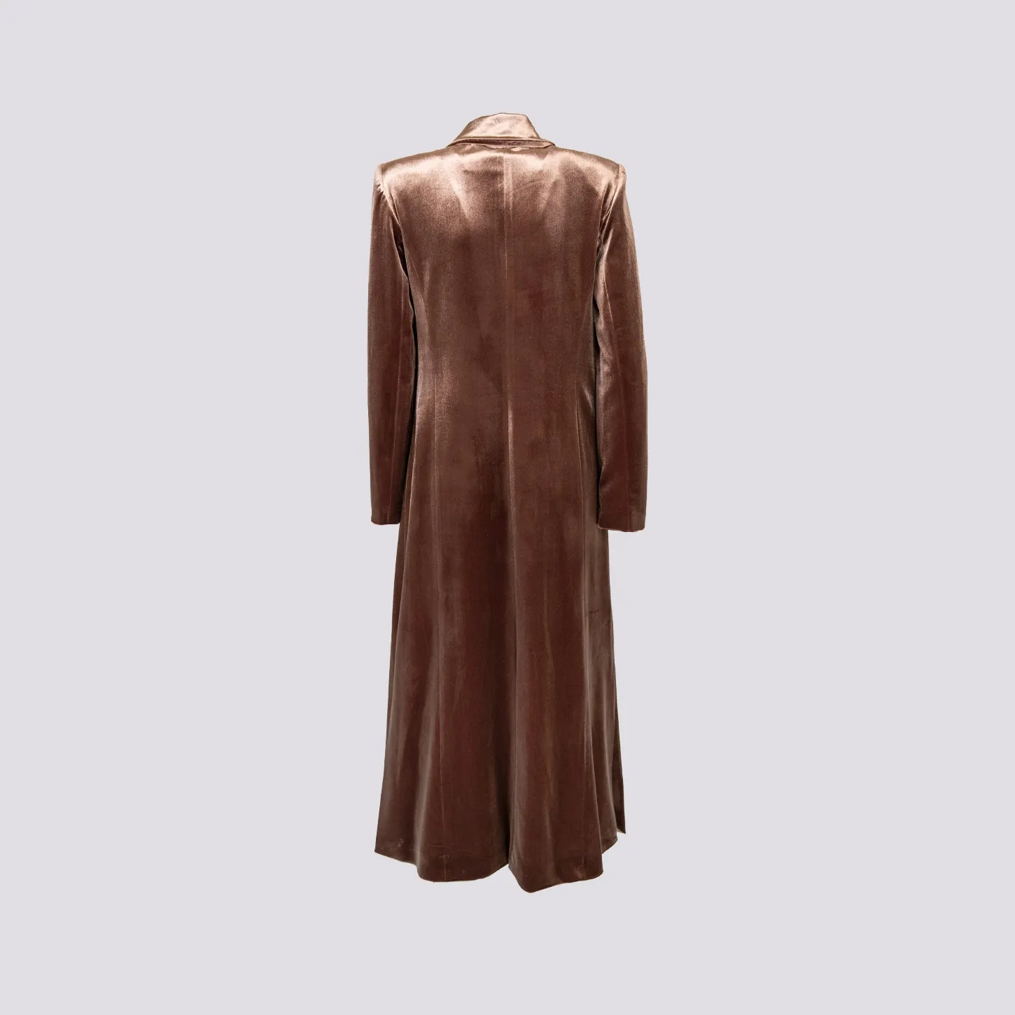 CAPPOTTO DOPPIOPETTO  CON SPACCO LATERALE IN VELLUTO NOCE