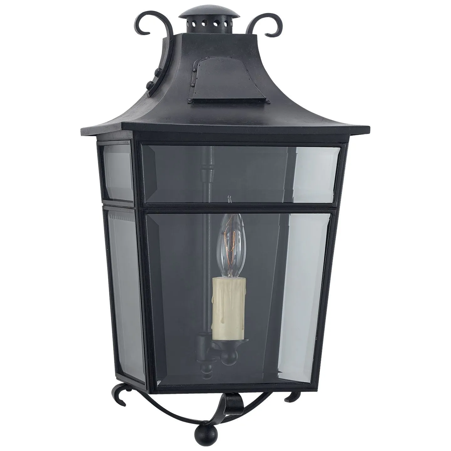 Carrington Small Wall Lantern in French Rust with Clear Glass