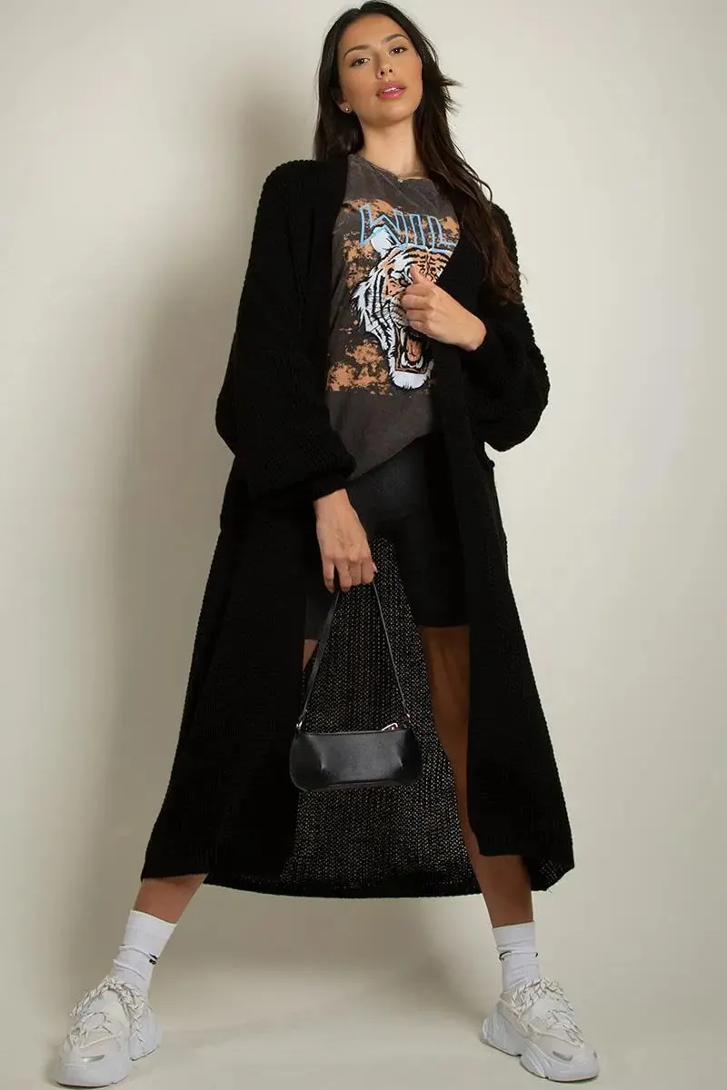 Casual Knit Puff Sleeve Loose Cardigan