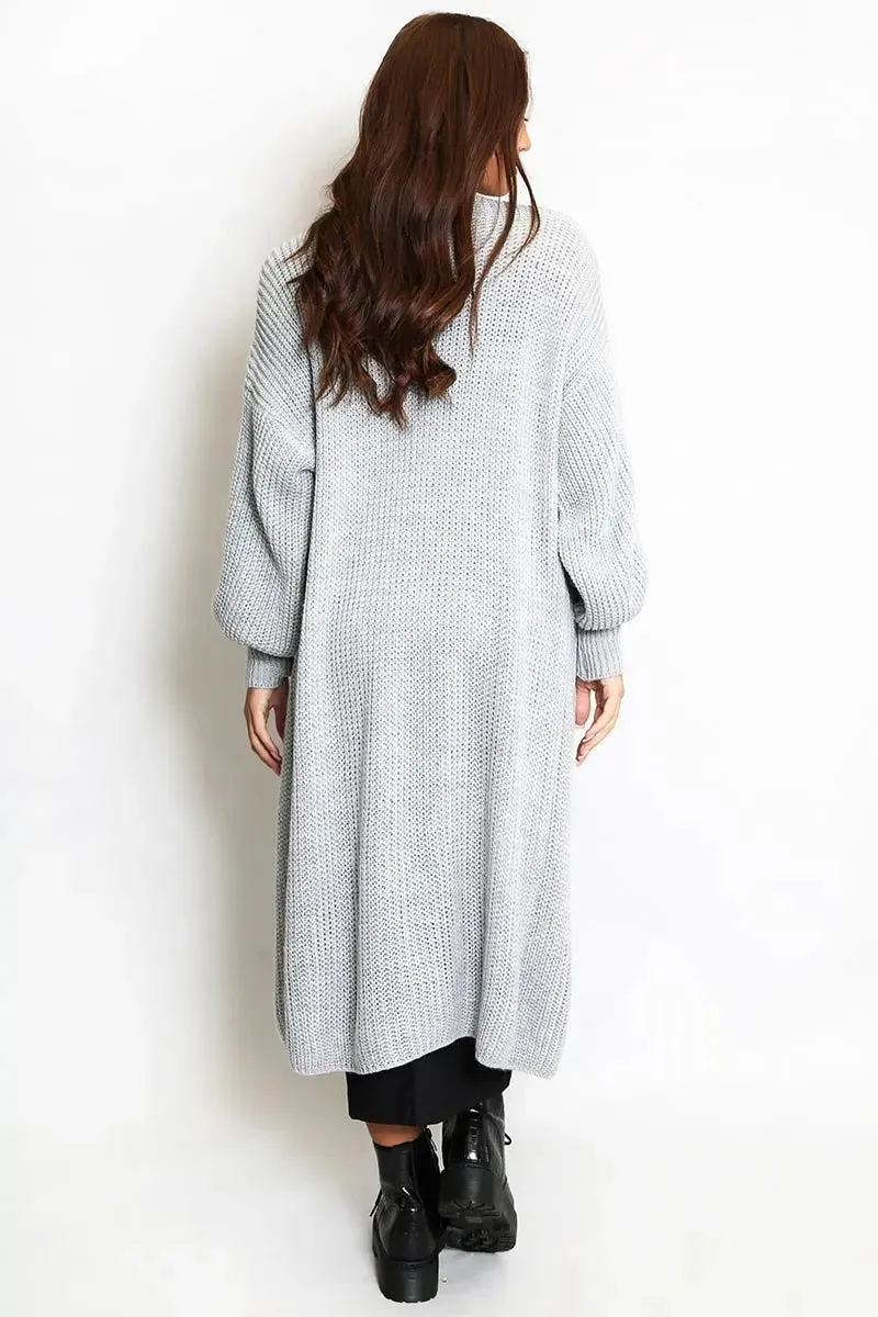 Casual Knit Puff Sleeve Loose Cardigan