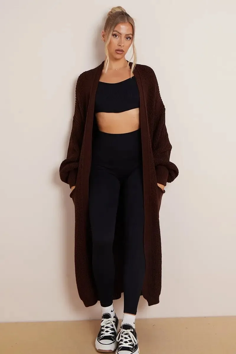 Casual Knit Puff Sleeve Loose Cardigan