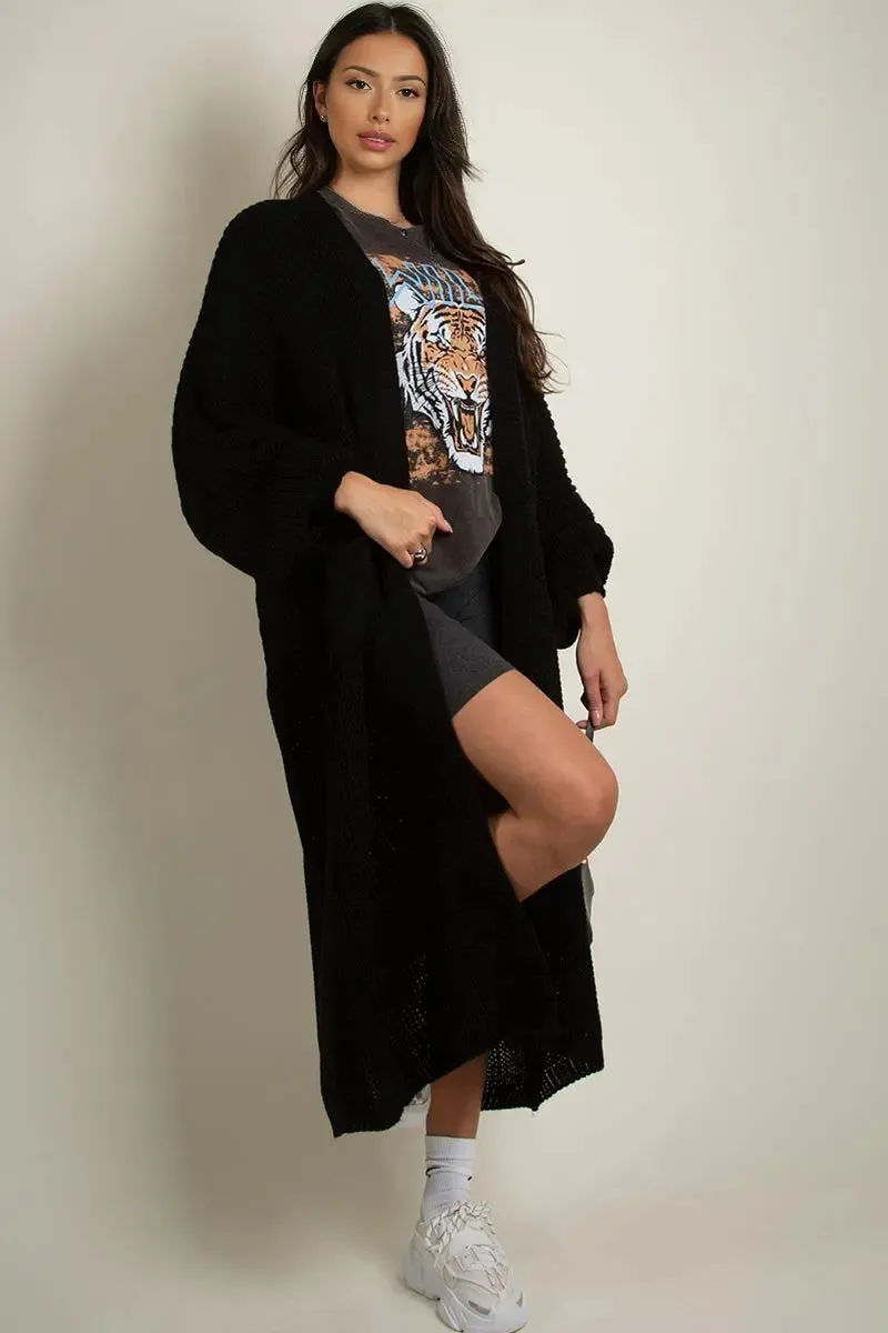 Casual Knit Puff Sleeve Loose Cardigan
