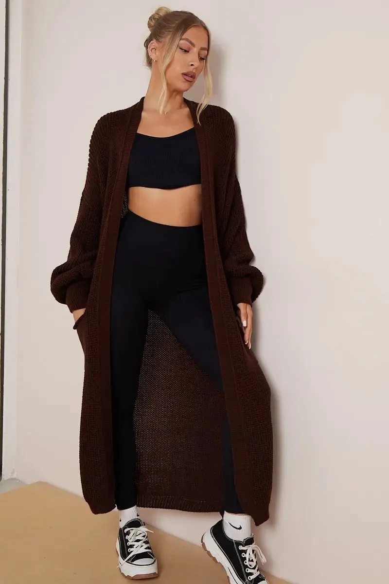 Casual Knit Puff Sleeve Loose Cardigan