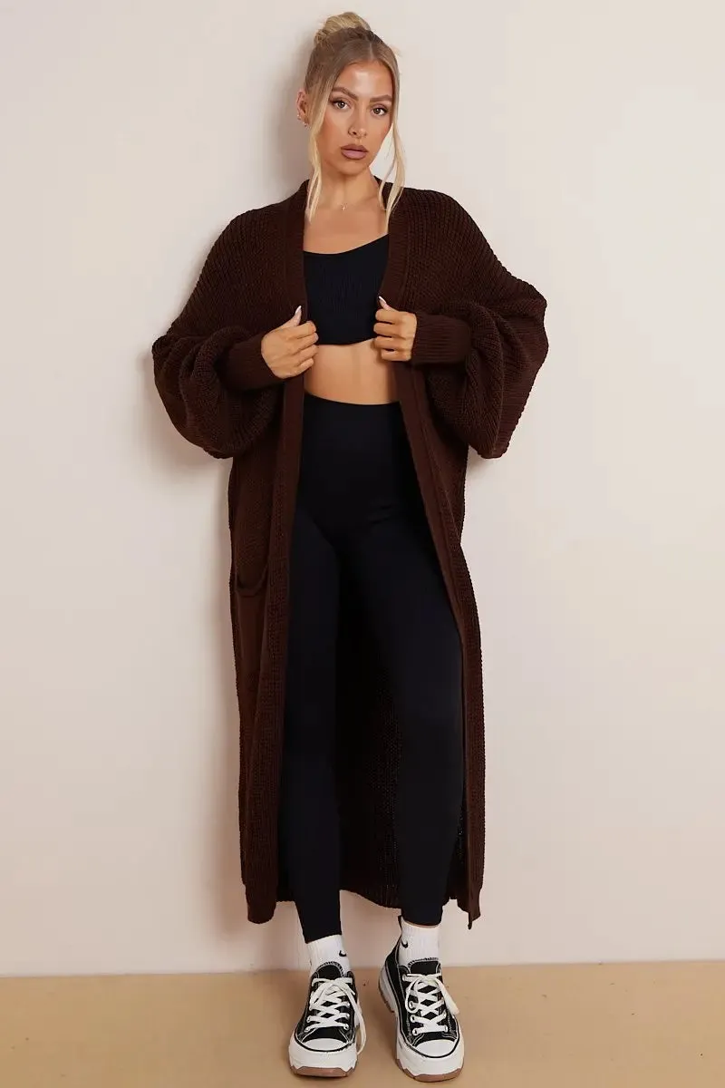 Casual Knit Puff Sleeve Loose Cardigan