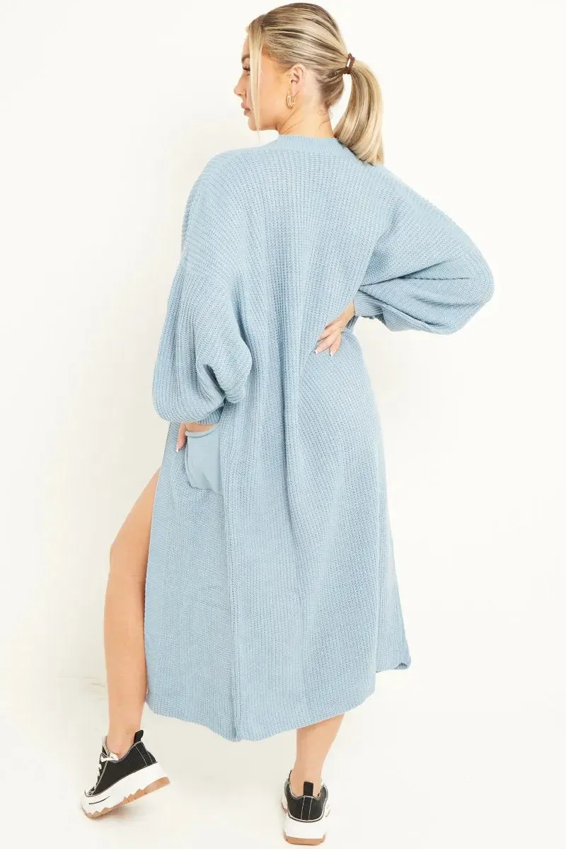 Casual Knit Puff Sleeve Loose Cardigan
