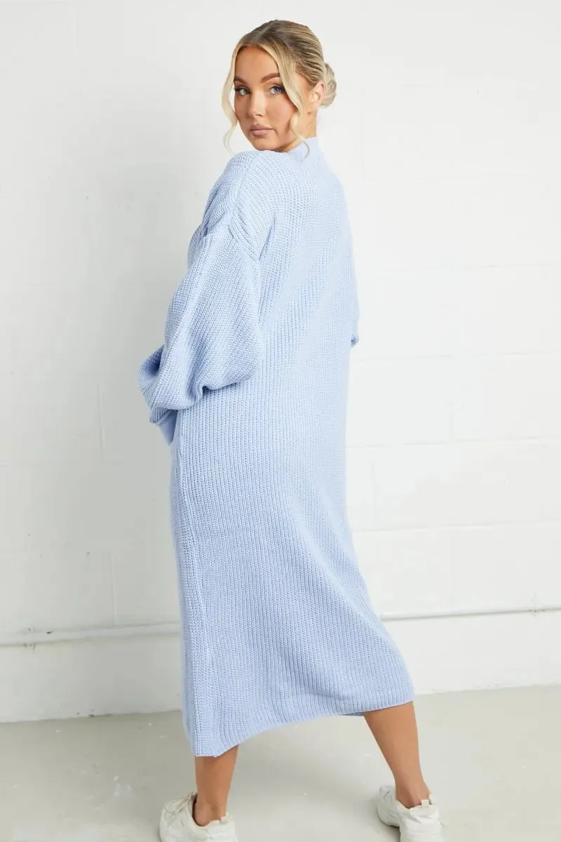 Casual Knit Puff Sleeve Loose Cardigan
