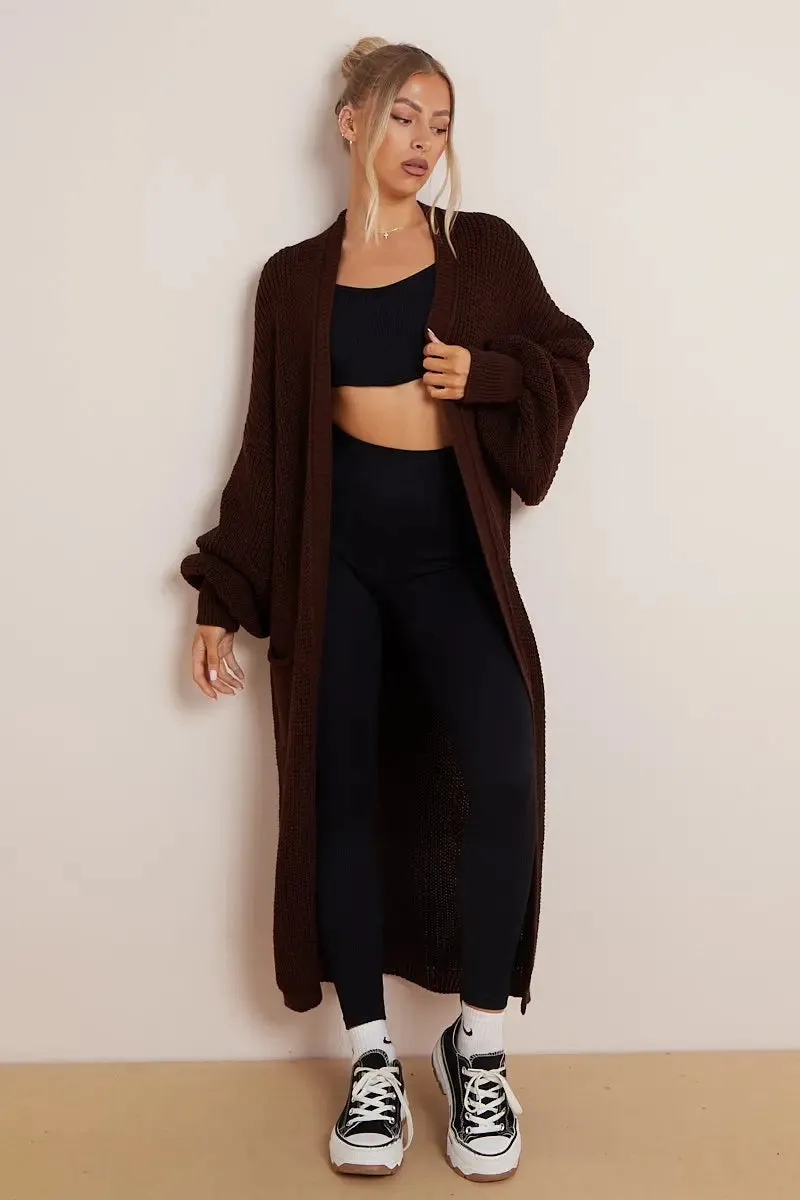 Casual Knit Puff Sleeve Loose Cardigan