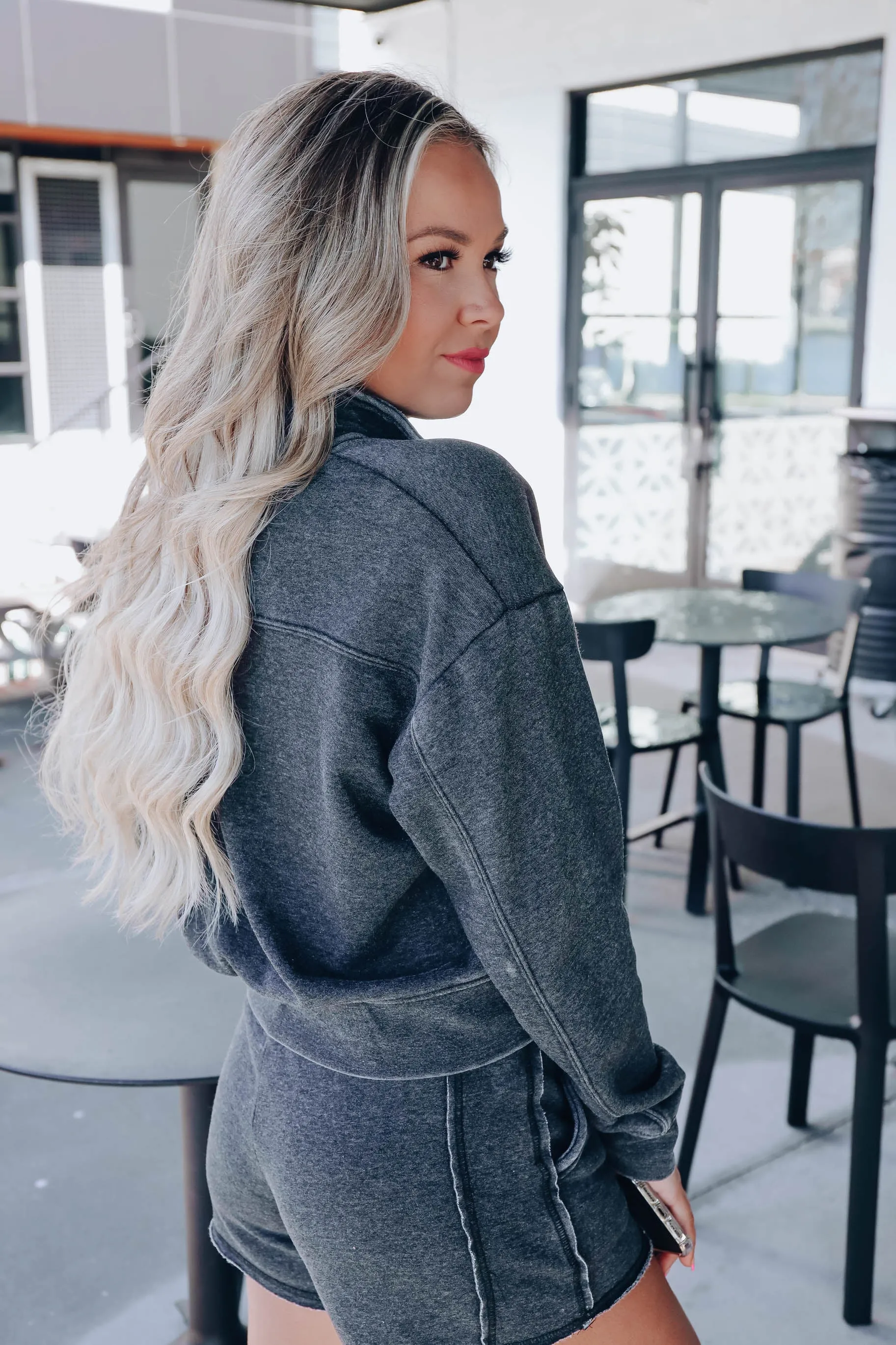 Casual Streetwear Pullover/Shorts Set - Black