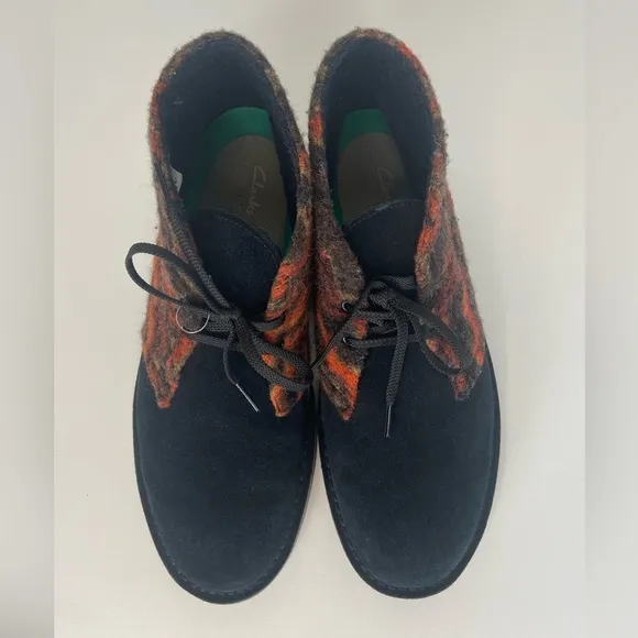 Clarks Men's Bushacre 3 Chukka Boots Size 11 Black Tribal Wool Suede Lace Up