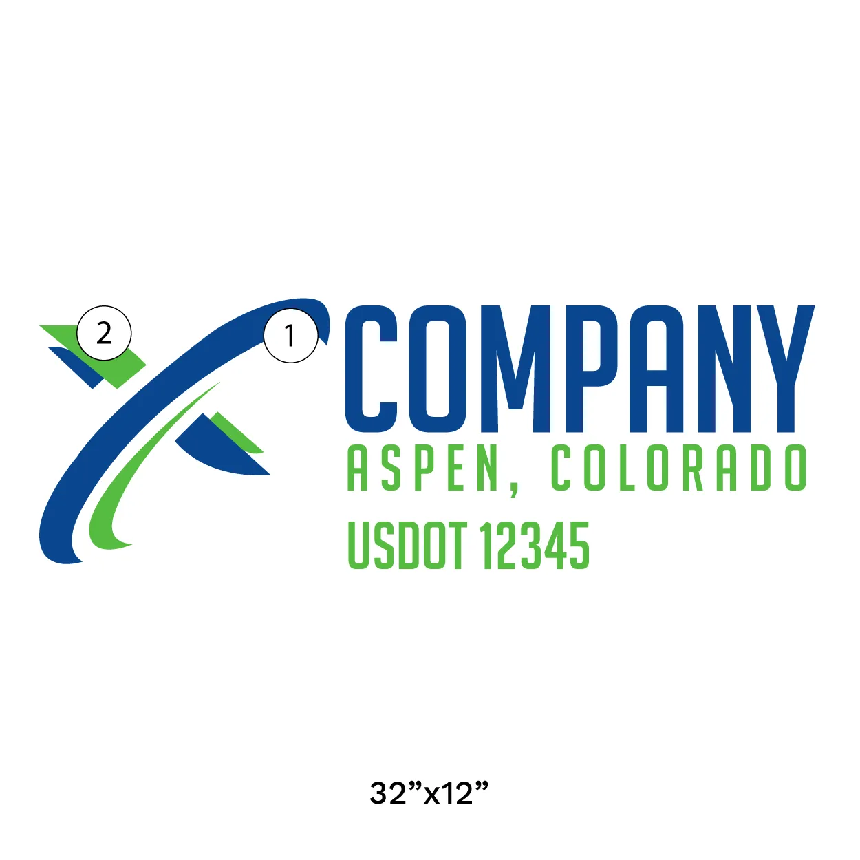Company Name Truck Door Decal (USDOT), 2 Pack